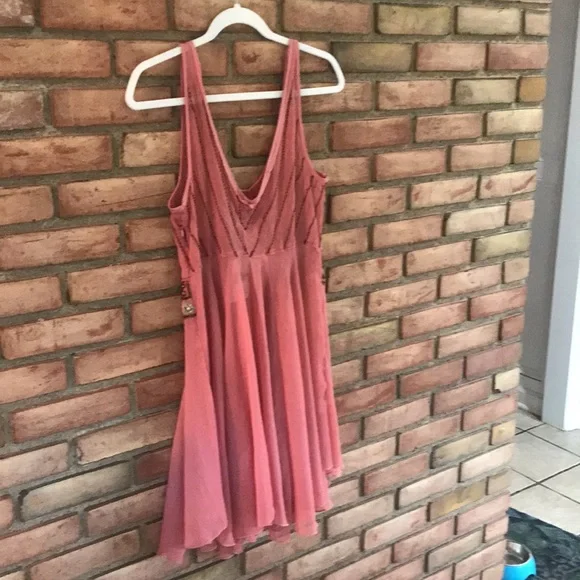 Free People, XS, embellished, peach, sheer, dress - Picture 7 of 9